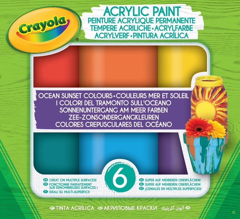Crayola Acryl verf Ocean-Sunset tinten - 6 stuks