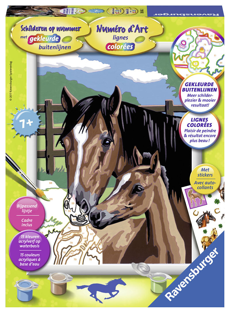 Schilderen op nummer Serie Paarden Merrie met Veulen 1 Schilderen op nummer Serie Paarden Merrie met Veulen