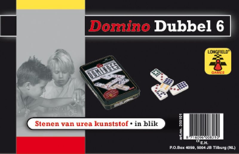 Domino dubbel 6 in blik