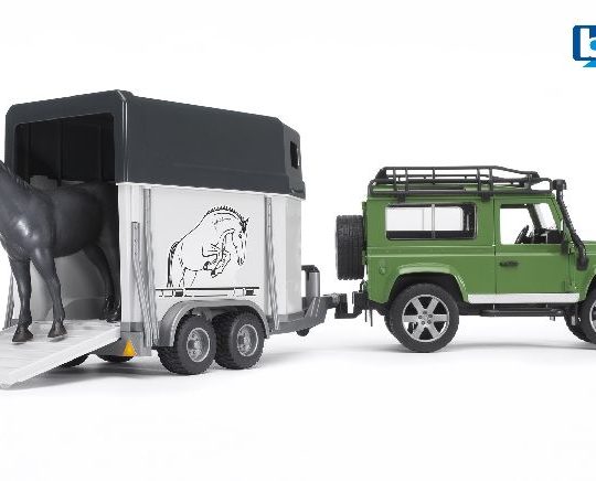 Bruder Land Rover Defender met paardentransport inclusief pa