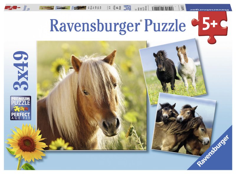 Puzzel 3x49 stukjes Schattige Pony's