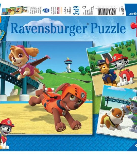 Puzzel 3x49 stukjes Paw Patrol team op 4 poten