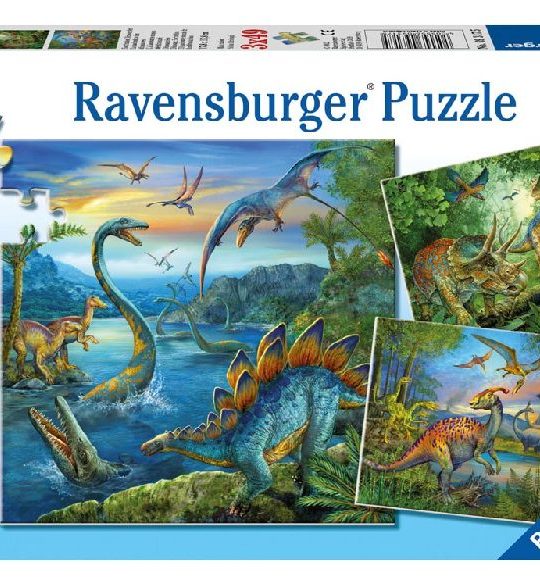 Puzzel 3x49 stukjes Dinosauriers