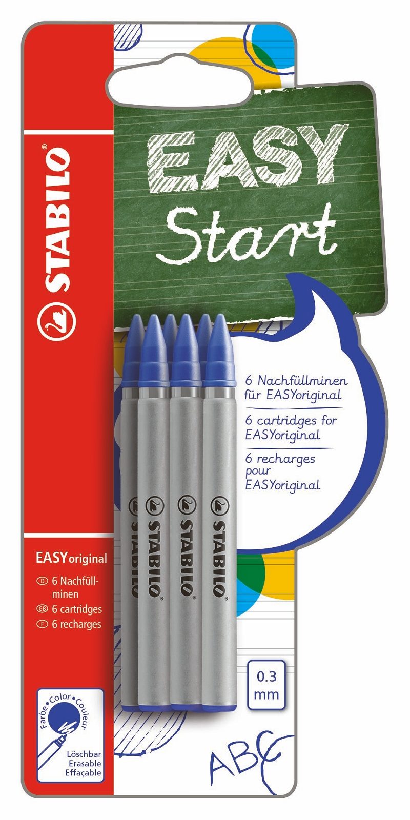 Stabilo EASYoriginal refill fine blauw 6 stuks op blister