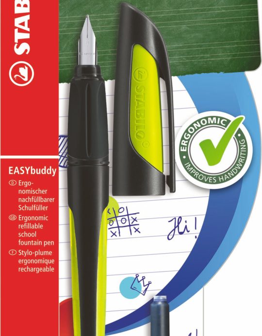 Stabilo EASYbuddy vulpen M zwart/lime blister