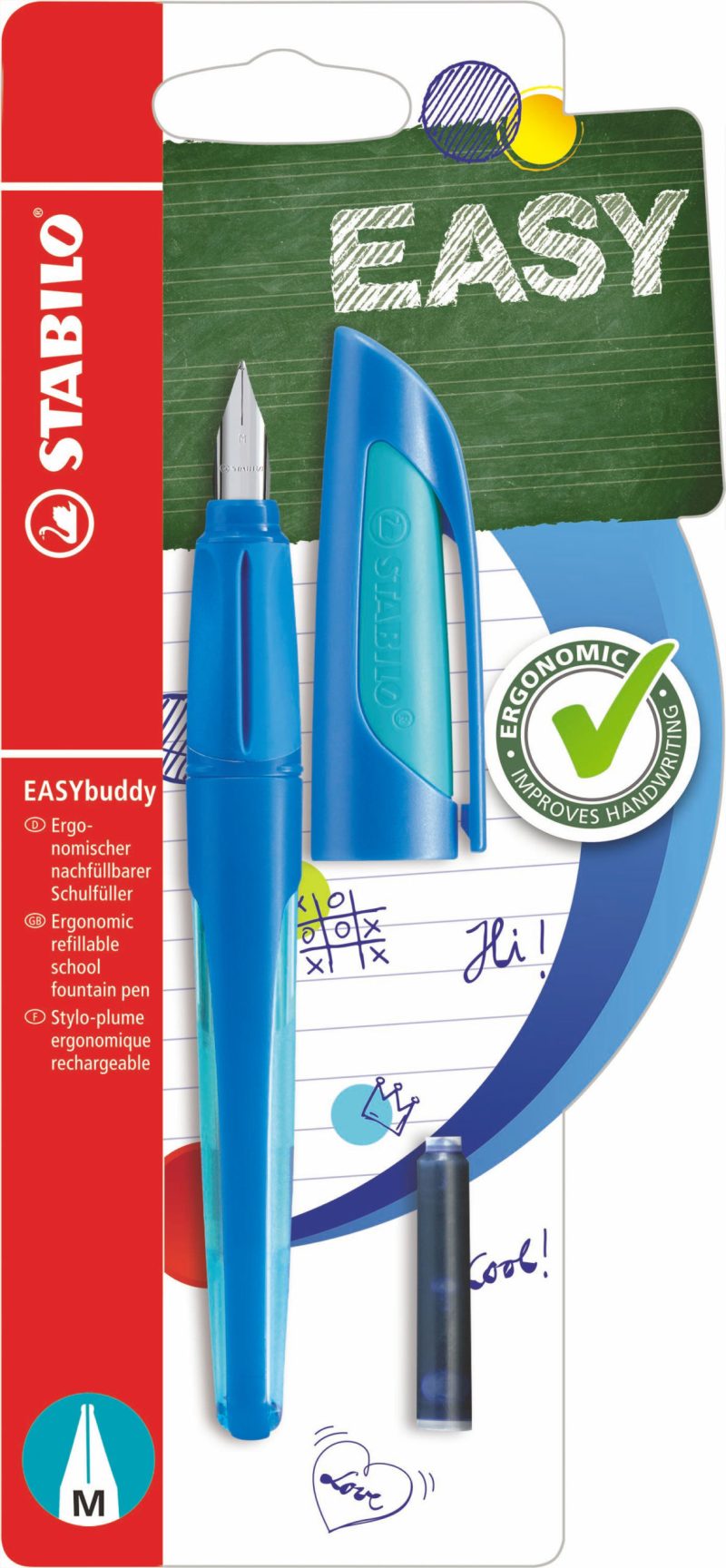 Stabilo EASYbuddy vulpen M licht/donker blauw blister