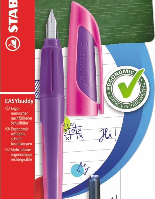 Stabilo EASYbuddy vulpen M paars/roze blister