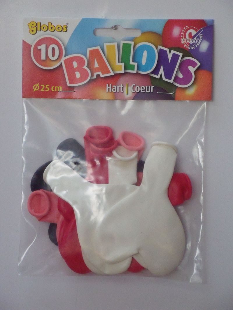 Doos 25 zakjes hartballons assorti a 10 stuks