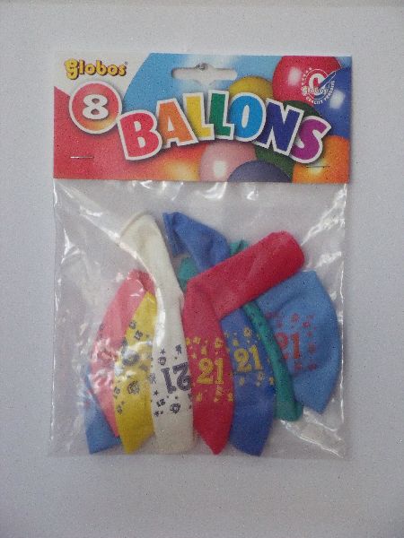 Ballonnen cijfer 21 no. 12 eenzijdig 5 zakjes met 8 stuks