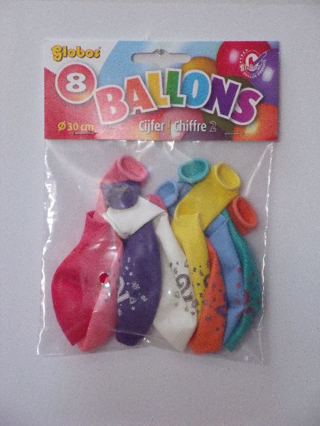 Ballonnen cijfer 2 no. 12 eenzijdig 5 zakjes met 8 stuks
