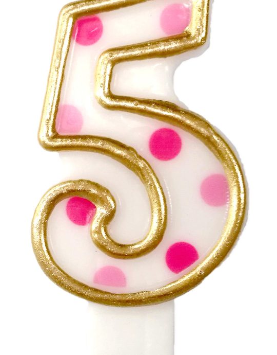 Nummerkaars 5 jaar roze