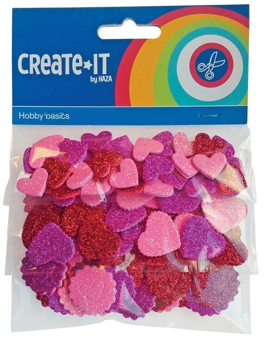 Create-It Foam hartjes glitter 132 stuks