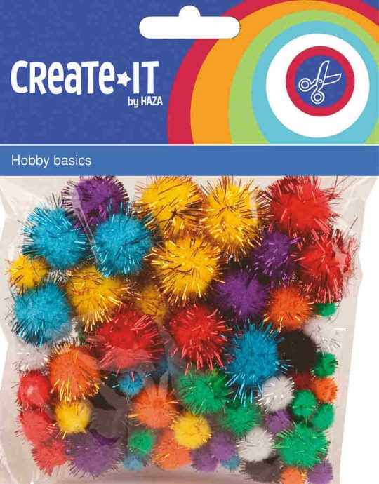 Create-It Pompoms glitter 78 stuks