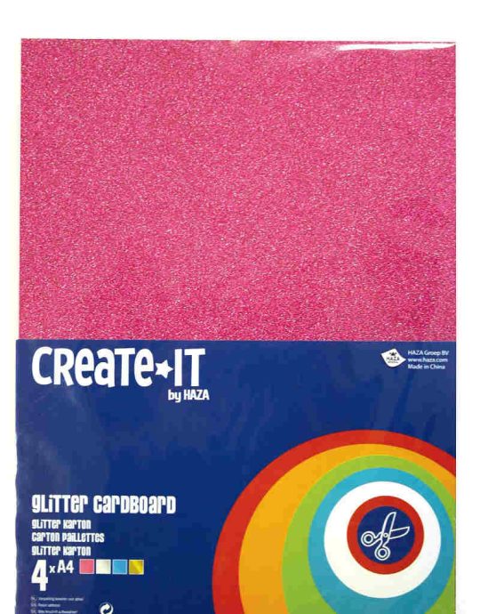 Create-It Glitterkarton A4 4 vel assorti