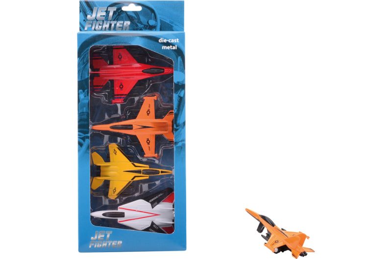 Action Fighters 4 pull-back die-cast straaljagers in doos