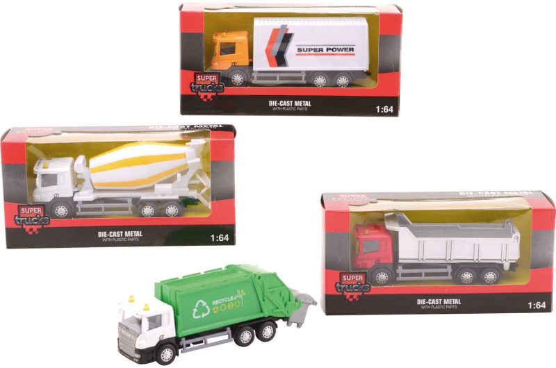 Super Cars 1:64 pull-back die-cast truck 4 assorti