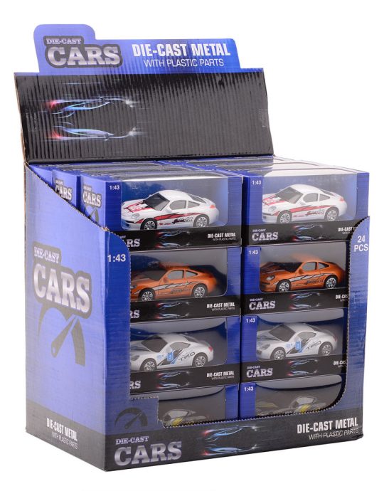 Super Cars die-cast 1:43 auto 12 assorti in display