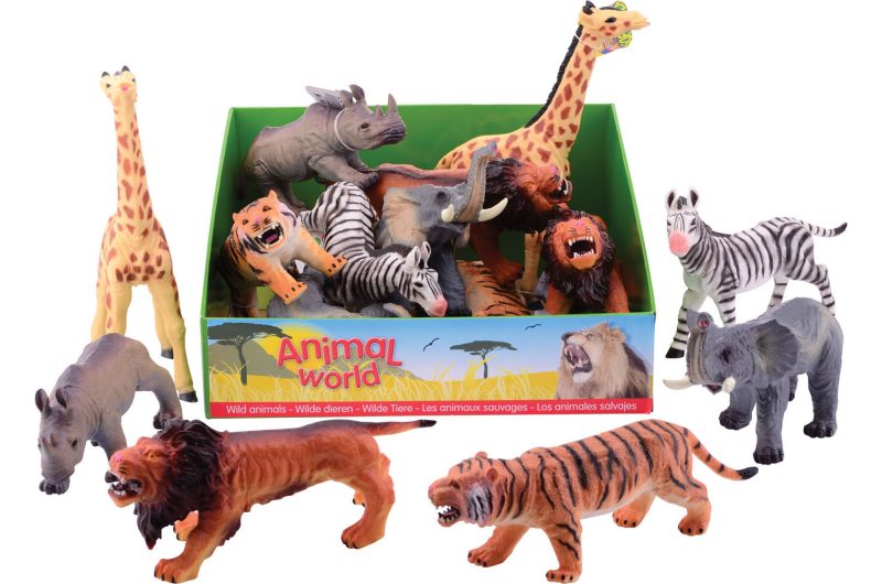 Animal World wilde dieren soft 25-30cm 6 assorti