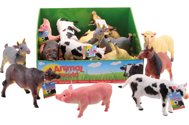Animal World boerderij dieren soft 20-28 cm 6 assorti