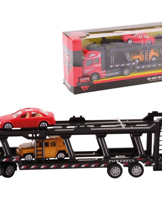 Super Cars Die-cast Autotransporter met 3 autos 2 assorti