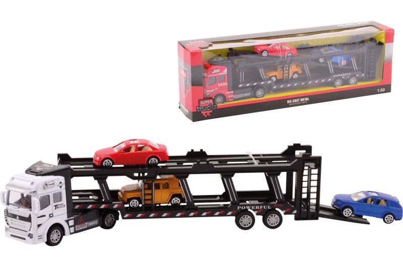 Super Cars Die-cast Autotransporter met 3 autos 2 assorti