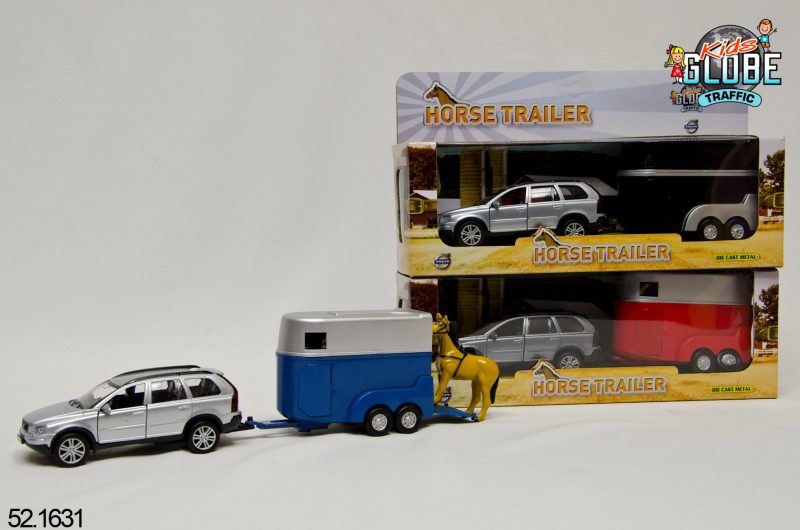 Kids Globe Volvo XC90 met paardentrailer die cast pb 27cm