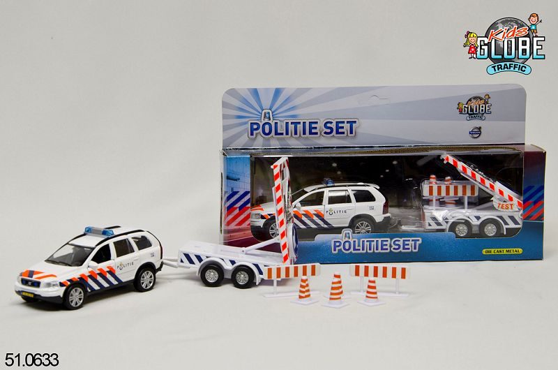 Kids Globe Politie Die Cast Volvo XC70 met bebakeningswagen