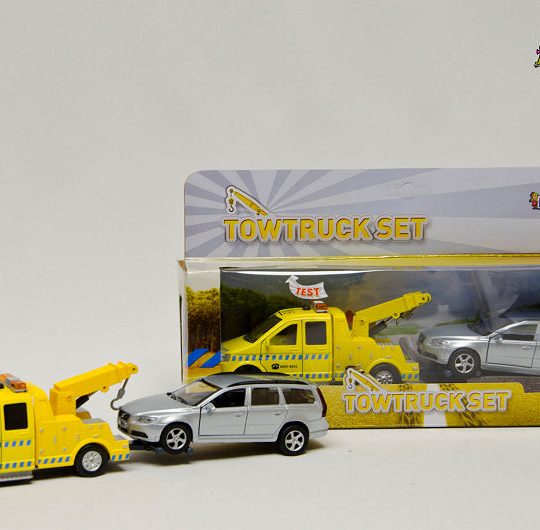 Kids Globe Die Cast Takelwagen met Vollvo V70 met L/G 2 ass.