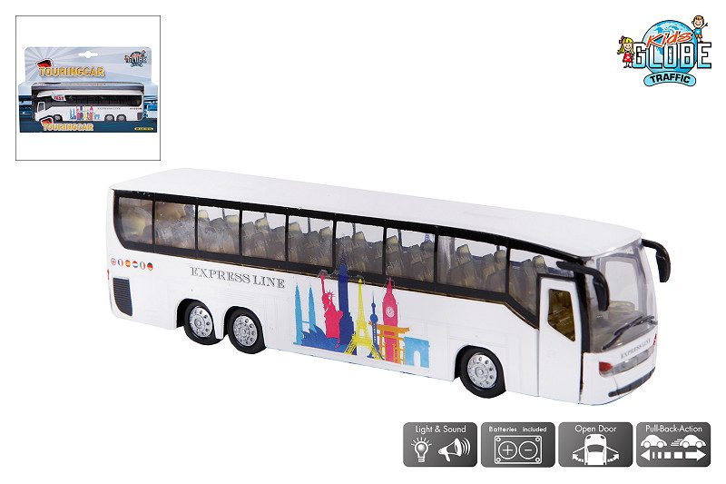 Kids Globe Die Cast Pull back Bus met L/G