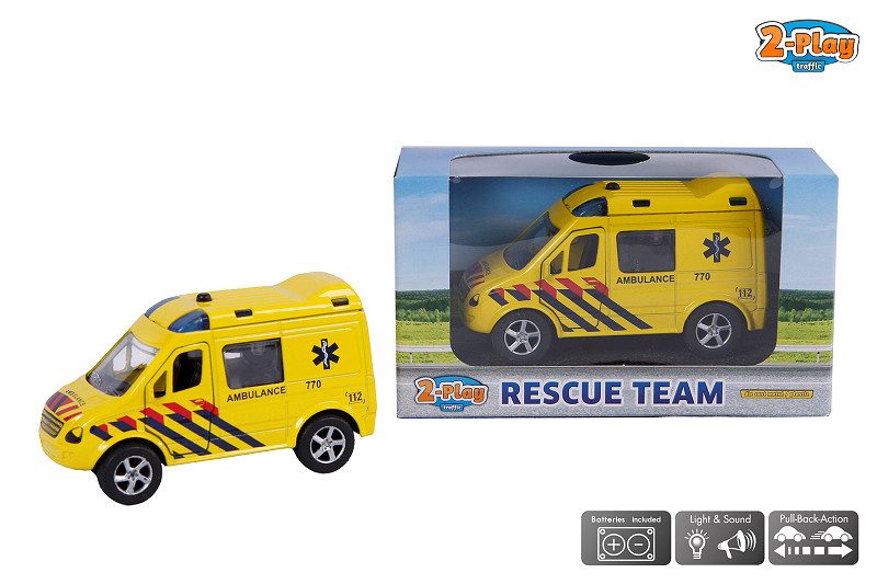 2-Play Ambulance Die Cast pull back met L/G