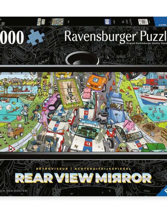 Puzzel 1000 st. Comic Rear View Mirror - Politie achtervolgi