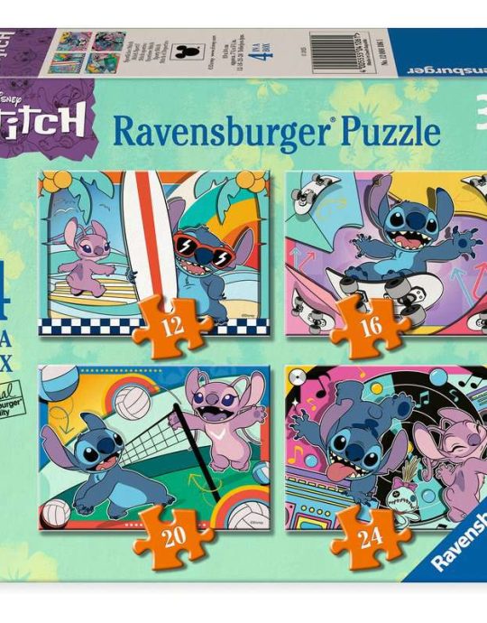 4 puzzels 12+16+20+24 stukjes - Stitch