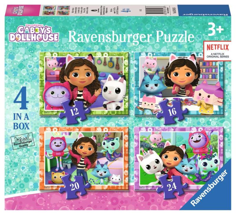 4 puzzels Gabby 's Dollhouse 12/16/20/24p