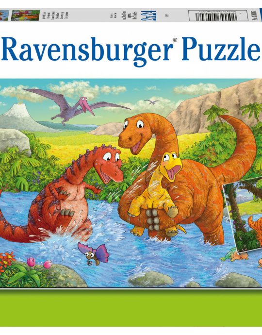 Puzzel 2x24 stukjes Vrolijke Dino's