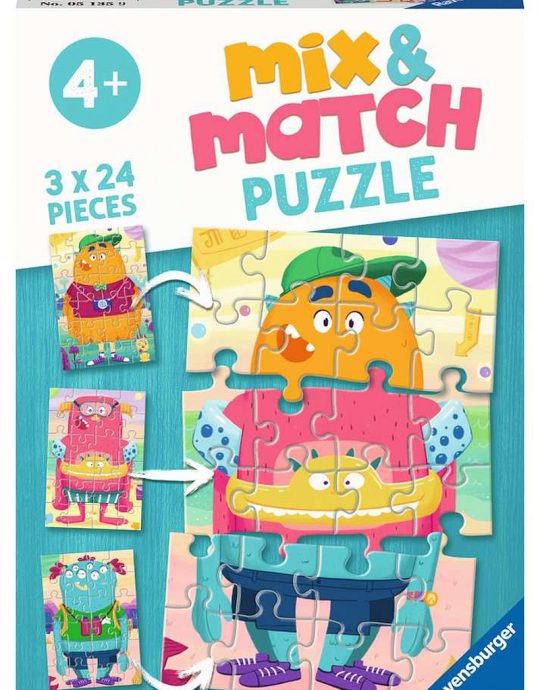 Puzzel 3x24 stukjes Grappige monsters