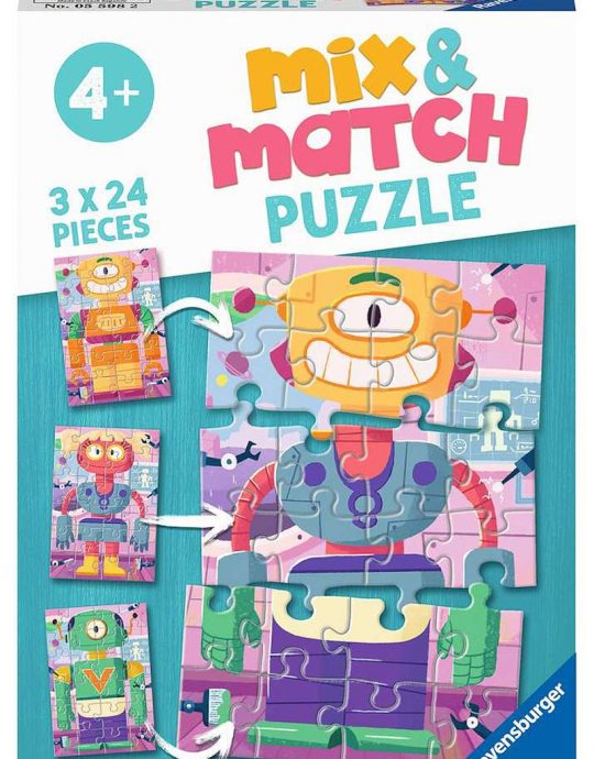 Puzzel 3x24 stukjes Schattige robots