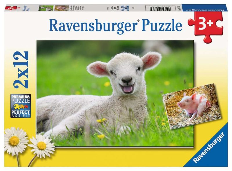 Puzzel 2x12 stukjes Boerderijdieren