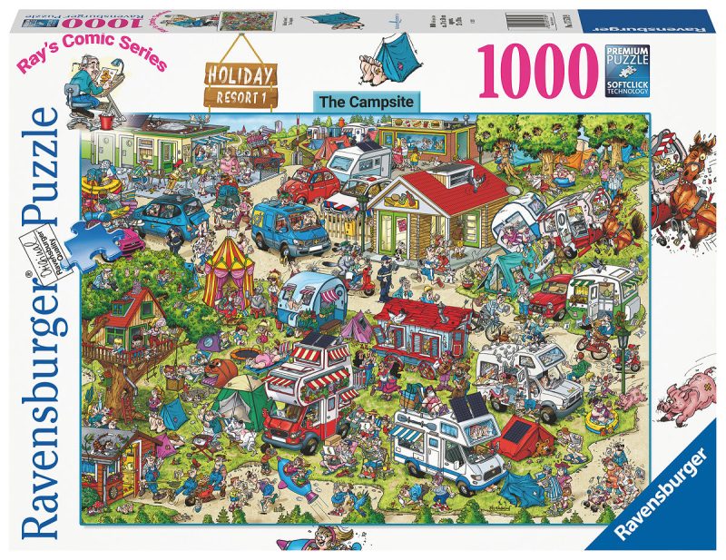 Puzzel 1000 stukjes Ray Comic Holiday resort 1: The campsite