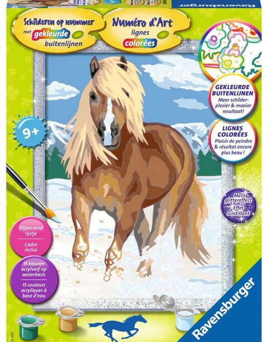 Schilderen op nummer Serie Classic Paard in de Sneeuw