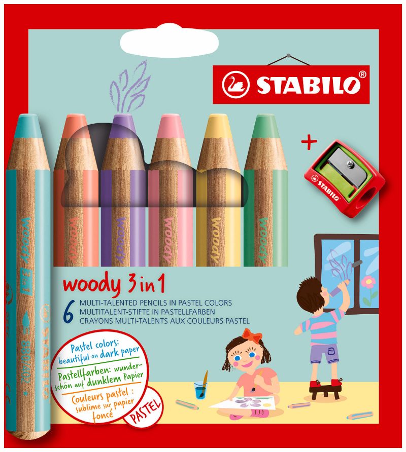 STABILO woody Arty etui 6 stuks + puntenslijper