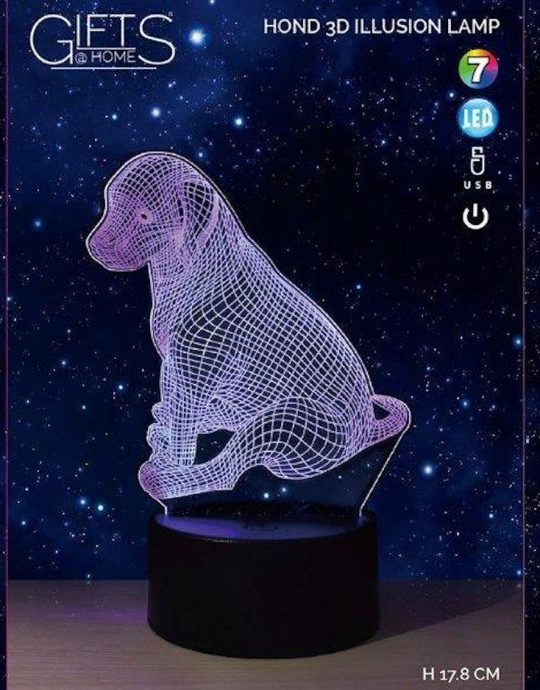 Lamp 3D LED Hond incl usb kabel