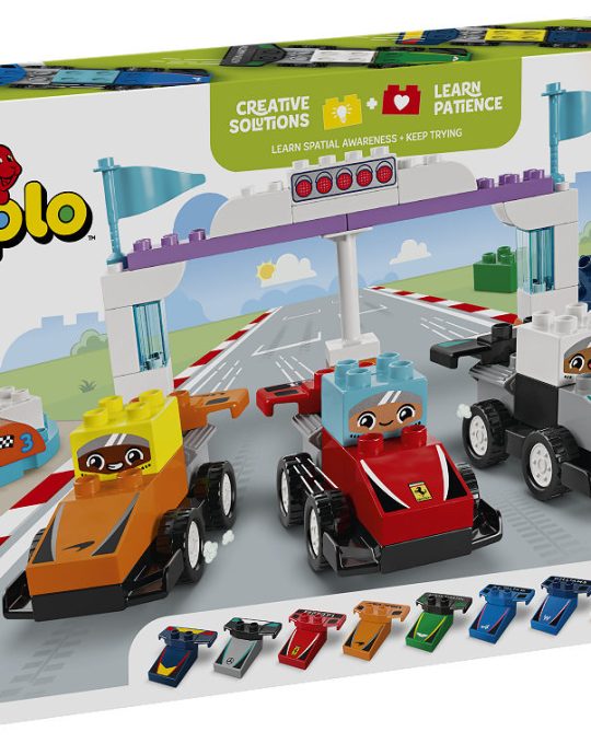 DUPLO Stad F1 team racewagens en coureurs