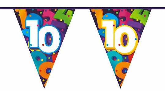 Vlaggenlijn Cijfers 10 meter - 10 jaar