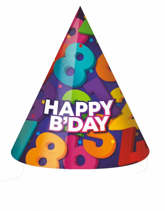 Feesthoedje Cijfers 6 stuks - Happy B-Day