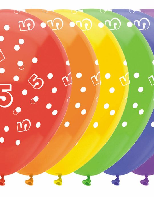 Ballonnen Cijfers 6 stuks - 5 jaar