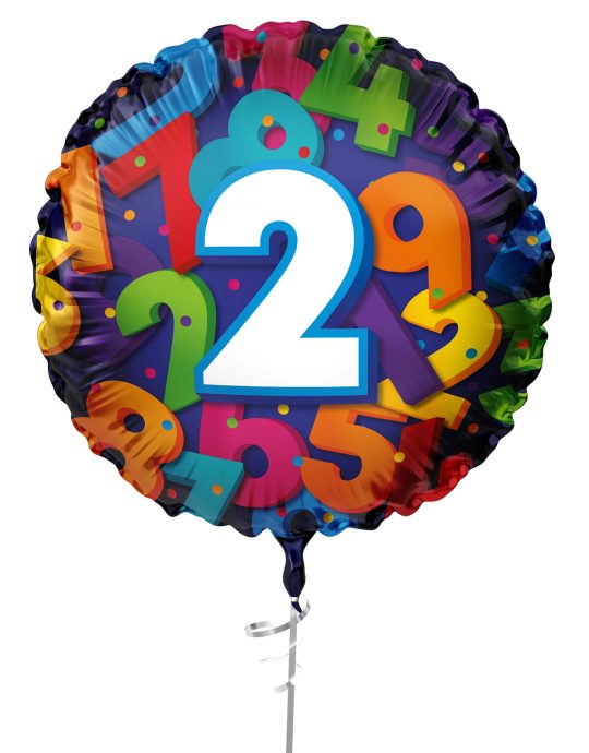 Folieballon Cijfers 45cm - 2 jaar