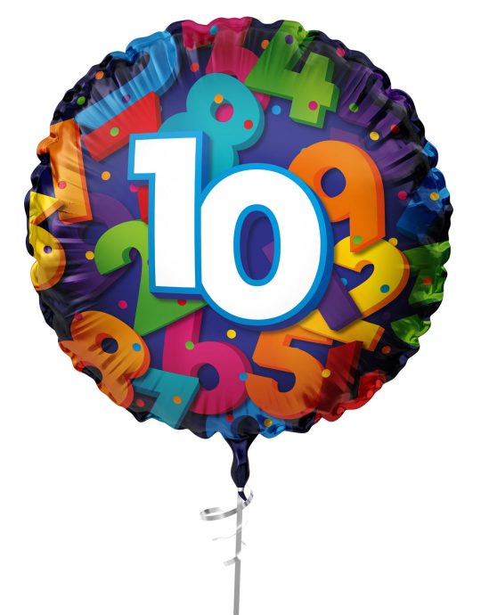 Folieballon Cijfers 45cm - 10 jaar