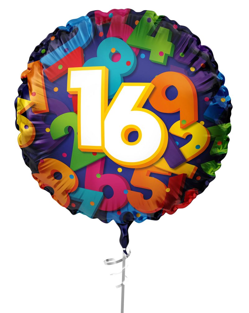 Folieballon Cijfers 45cm - 16 jaar