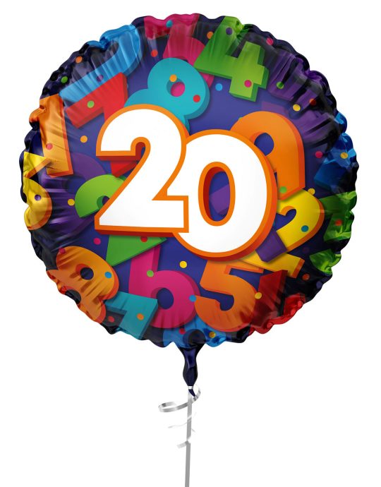 Folieballon Cijfers 45cm - 20 jaar