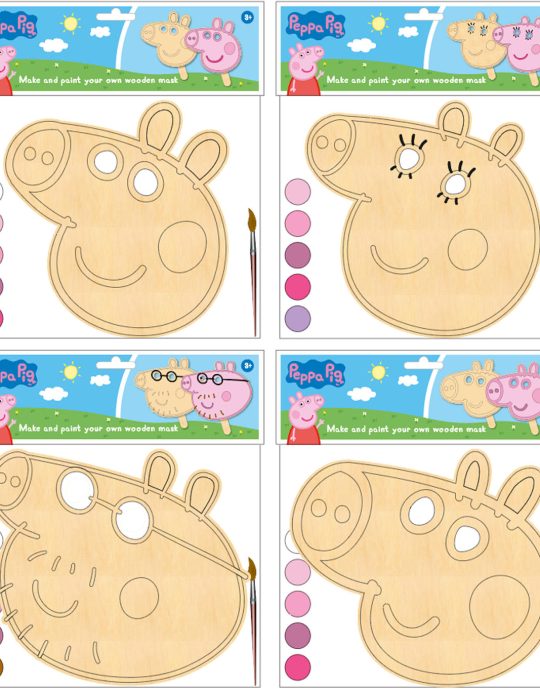 Peppa Pig Kleur je eigen houten masker - 4 assorti